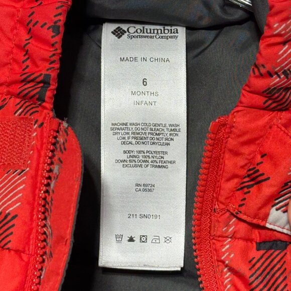 Columbia Snowsuit 6 months Snuggly Bunny Infant Bunting Red Plaid Down Filled - Picture 4 of 8